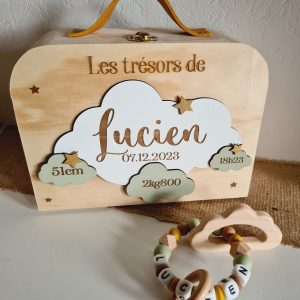 Valise en bois nuage