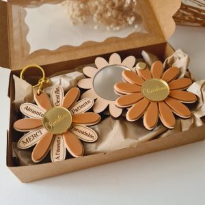 Pack Porte clé et miroir marguerite