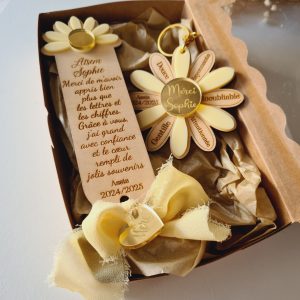 Pack Porte clé et marque page marguerite